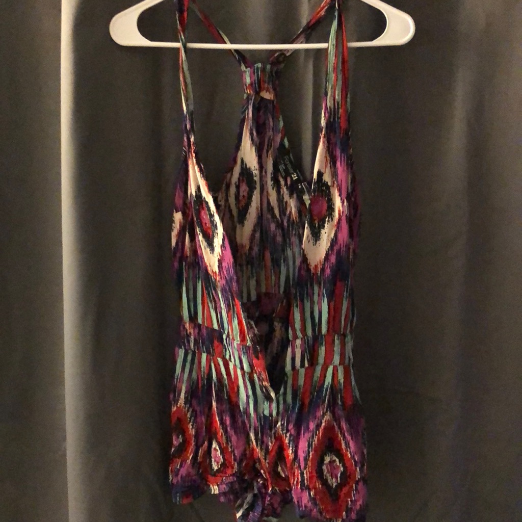 Pattern Button Front Romper